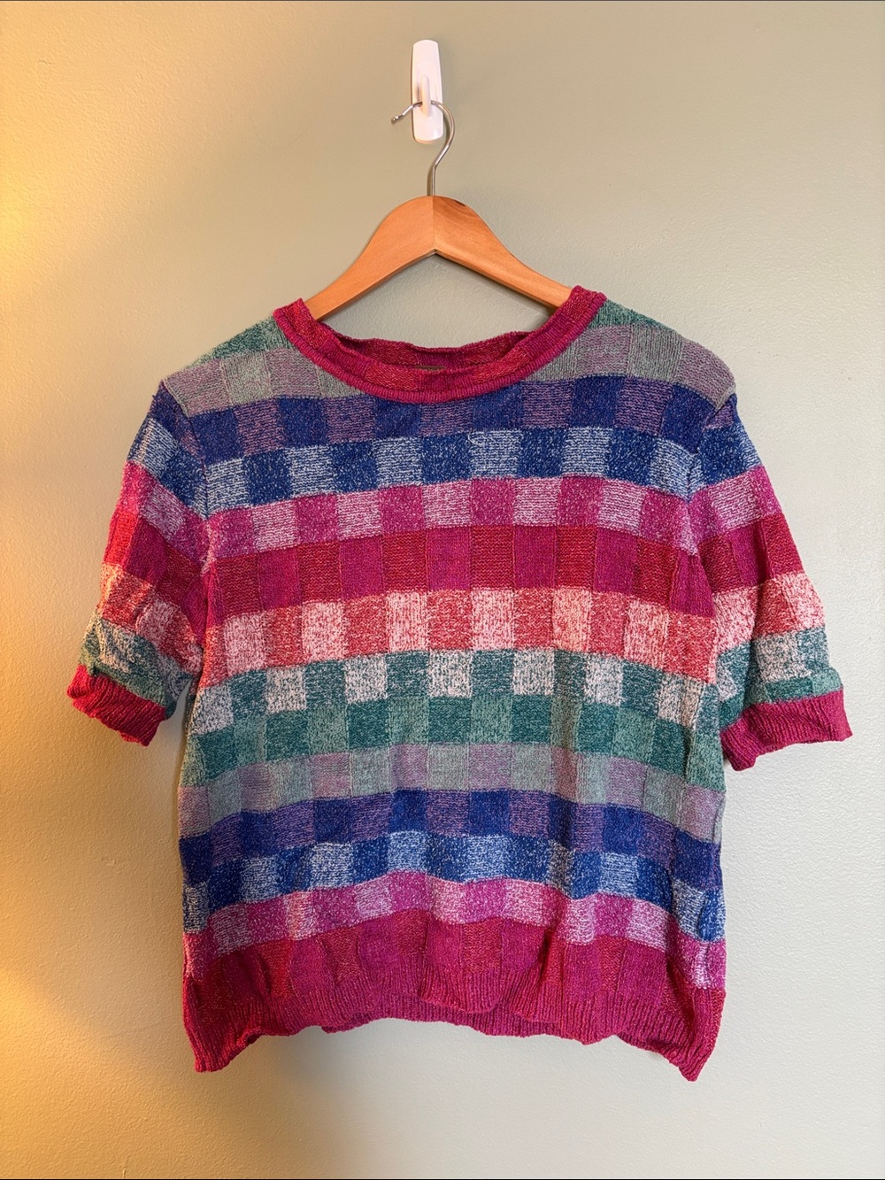 Free People Striped Knit Tee in Pink, Blue & Teal